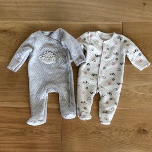 Adorable Gray and White Baby Sleepers